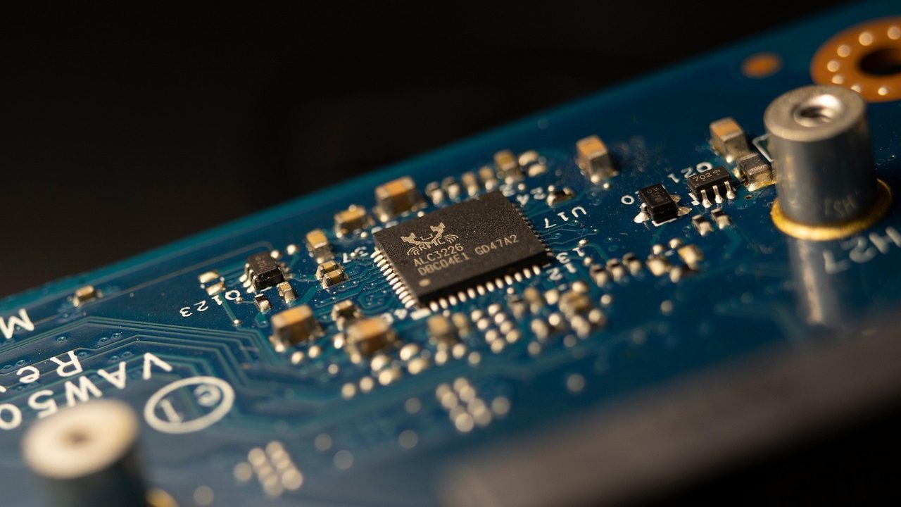 Close up of a printed circuit board